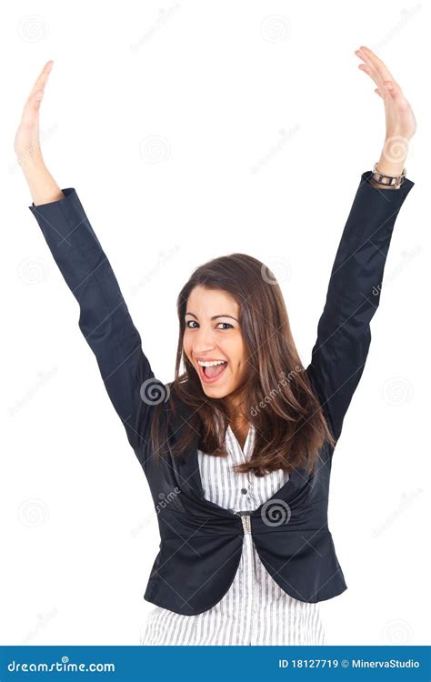 Businesswoman victory pose stock image. Image of female - 18127719