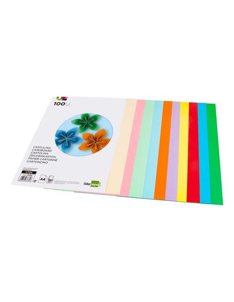 Cartulina Liderpapel A4 10 Colores Surtidos Pack 100 Cartulinas