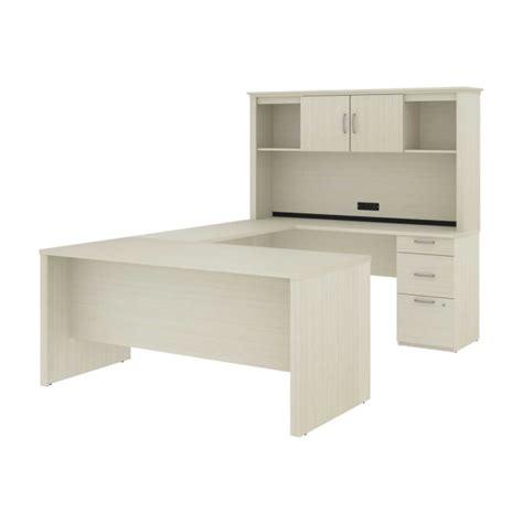 White U Shaped Executive Office Desk