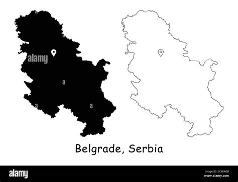 Belgrado Serbia Mappa Dettagliata Del Paese Con Il Pin Della