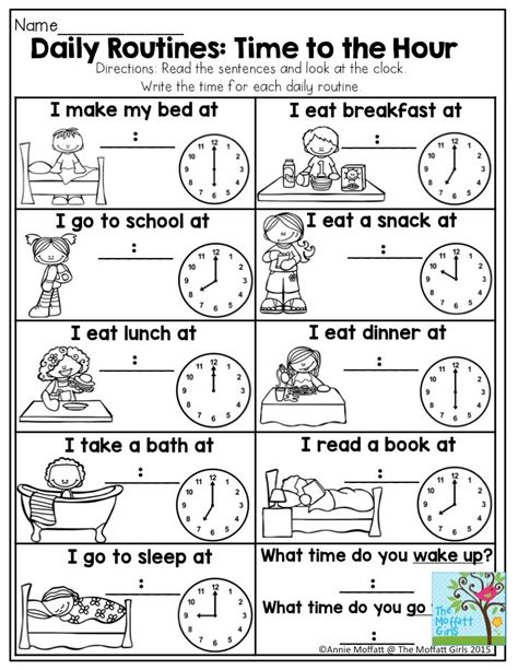 Worksheet For Telling Time To The Hour