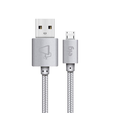 Cabo Micro USB ELG M510 1 Metro Prata Schumann