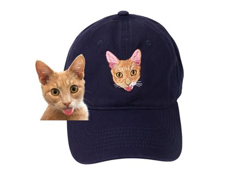 Custom Embroidered Cat Hat Using Pet Photo Personalized Pethat Custom