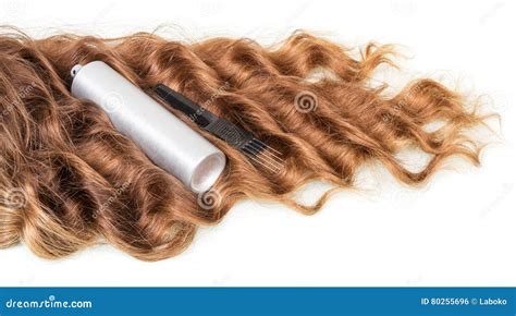 Wavy Hair and Hairdressing Accessories on White. Stock Photo - Image of ...