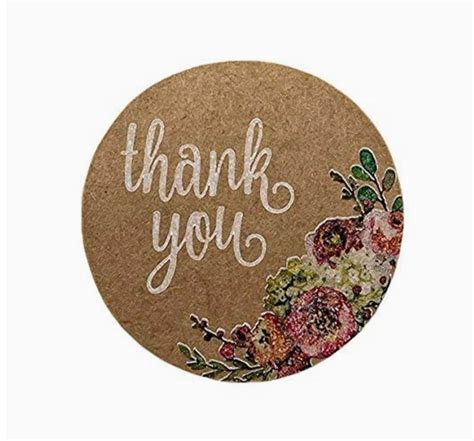 Thank You Stickers With Floral Design Brown Color 1 5 Etsy