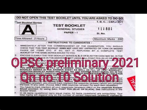 Opsc Oas Preliminary Exam Previous Years Question Papers With Answers