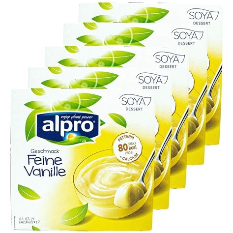 Alpro 5er Pack Soja Dessert Feine Vanille 500 G 4 X 125 G Soya