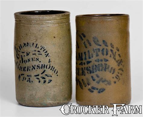 Two Greensboro Pa Stoneware Canning Jars Circa 1875 Lot 208