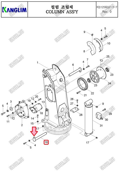 Палец крепления гидроцилиндра для КМУ KANGLIM KS 1256 G2