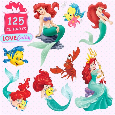 The Little Mermaid, Ariel, Clipart Digital, PNG, Printable, Party ...