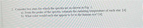 Solved Consider Two Stars For Which The Spectra Are As Shown Chegg