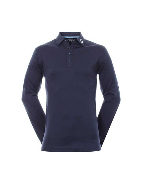 FOOTJOY THERMOLITE LONG SLEEVED SMOOTH PIQUE NAVY MAN POLO SHIRT