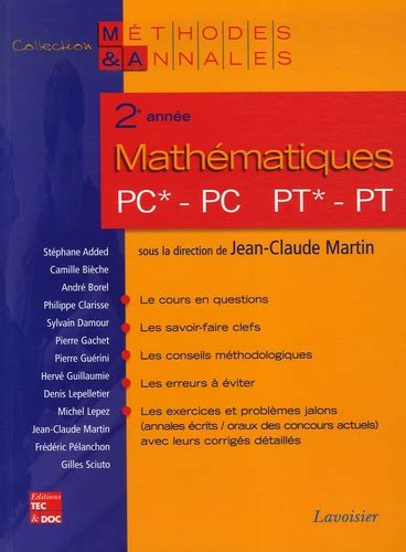 Math Matiques E Ann E Pc Pc Pt Pt Jean Claude Martin