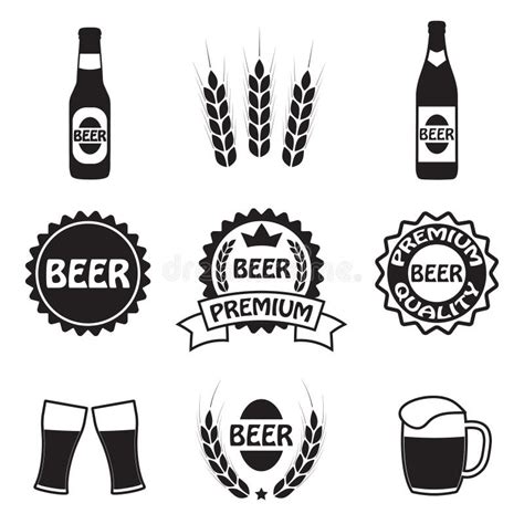 Iconos De La Cerveza Símbolos Y Sistema De Etiquetas Vector