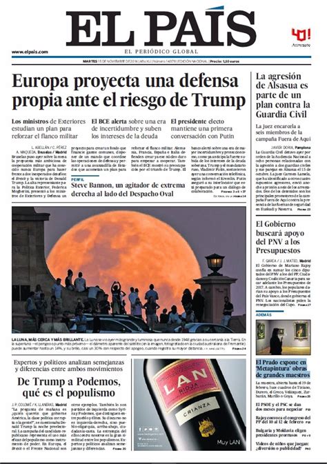 Las Portadas De Los Periódicos De Hoy Martes 15 De Noviembre De 2016