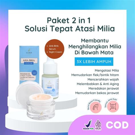 Jual Paket 2 In 1 Penghilang Milia Paling Ampuh Serum Aha Bha And Glowing Night Cream Untuk