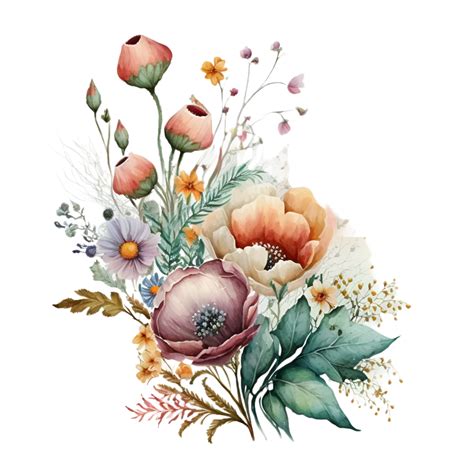 Flower Bouquet Watercolor Clipart 23654938 Png