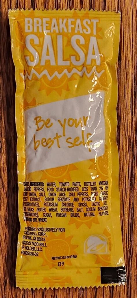 Taco Bell Breakfast Salsa Be Your Best Self Yellow Pack Packet Hot