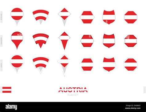 Collection Of The Austria Flag In Different Shapes And With Three Different Effects Vector Flag