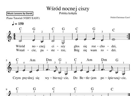 Wsr D Nocnej Ciszy Polish Christmas Carol Very Easy Piano Arr