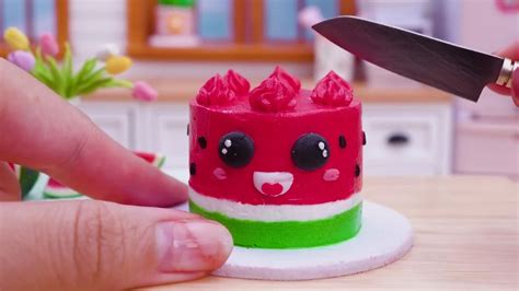 Miniature Fresh Watermelon Cake Decorating 🍉 Mini Yummzone Best Recipe 🍉 Asmr Cooking Youtube