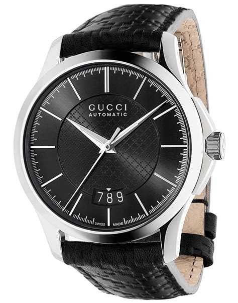 Gucci G Timeless Swiss Automatic Leather Mens Watch Ya