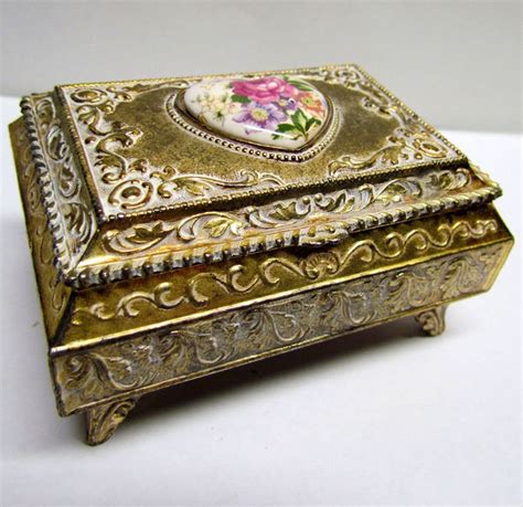 Vintage Trinket Box Keepsake Box Jewerly Box With Hinged Lid