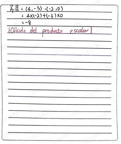 Solved Calcular El Producto Escalar De Los Punto Siguientes Vectores