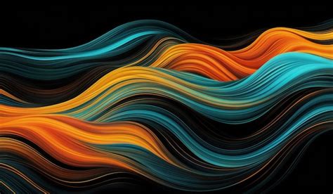 Abstract Background With Colorful Waves And A Black Background