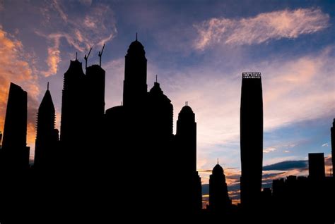 Premium Photo | Dubai marina cityscape silhouette on sunset