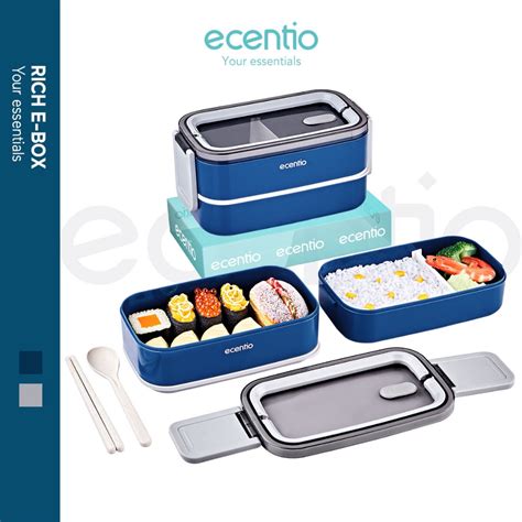 Jual Ecentio Kotak Bekal Lunch Box 1600ml Double Layer Tempat Bekal