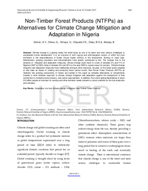 (PDF) Non-Timber Forest Products (NTFPs) as Alternatives for Climate ...