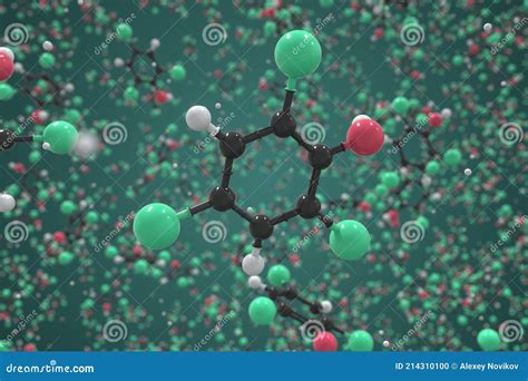 2 4 6 Trichlorophenol Molecule Ball And Stick Molecular Conceptual Model Scientific 3d