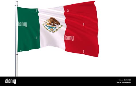 La Bandera De México En Una Bandera Ondeando En El Viento Sobre Un Fondo Blanco 3d Rendering