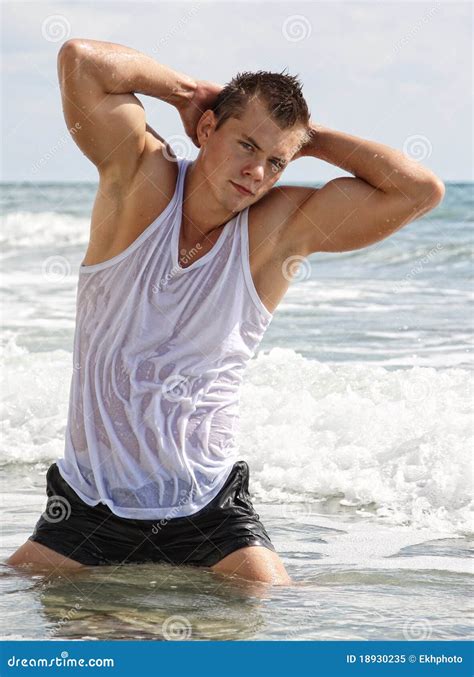 Muscle Wet Man In Sea Water Royalty Free Stock Photo Image 18930235