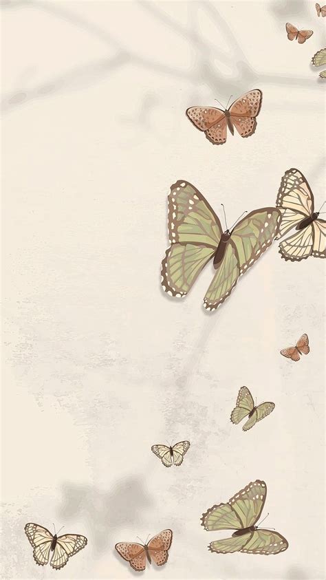 Aesthetic iPhone wallpaper butterfly pattern on beige background | free image by rawpixel.com ...