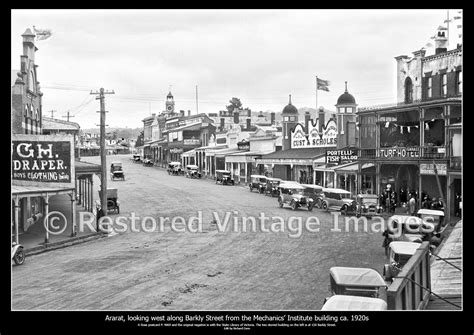 Ararat Looking West Along Barkly Street Ca 1920s Restored Vintage