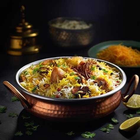 Premium AI Image | Photo of A bowl of Delicious chicken biriyani Pot