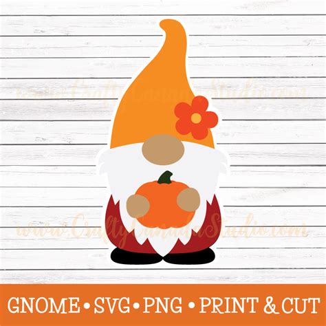 Gnome With Pumpkin Svg Crafty Canada Studio