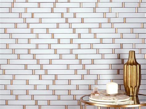 Snow Gold Metallic Linear Glass Mosaic Floor And Decor