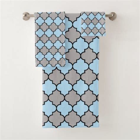 Blue Trellis Quatrefoil Moroccan Lattice Bath Towel Set Zazzle