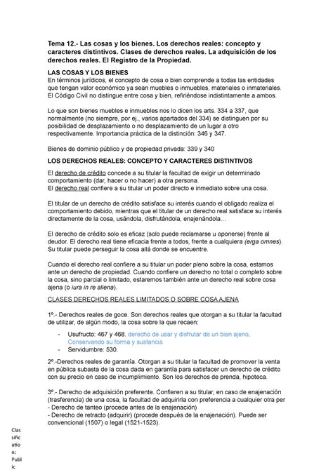 Tema 12 Y 13 Apuntes Derecho Civil Patrimonial Tema 12 Las Cosas