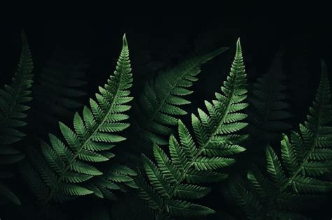 Premium Photo Fern Leaves On Dark Background In Jungle