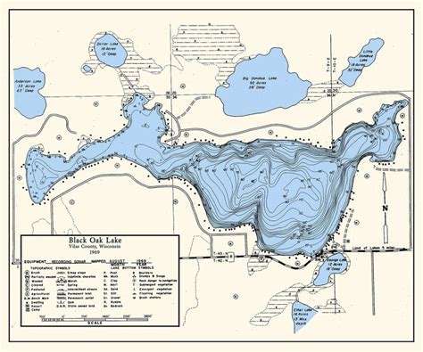 1969 Map Of Black Oak Lake Vilas County Wisconsin Etsy