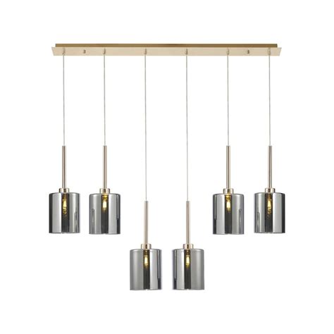 Fabula Fabula Tamworth 6 Light Linear Pendant Medium Cylinder Shades French Gold And Chrome