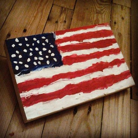 Items Similar To Solid Wood American Flag Acrylic Painting Childs Art