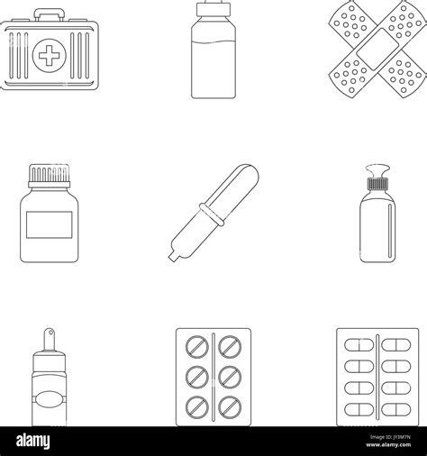 Pharmacy Icon Set Outline Style Stock Vector Image And Art Alamy