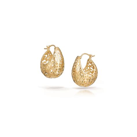 Small Leopard Basket Hoop Earrings In 14k J Mcveigh Jewelry