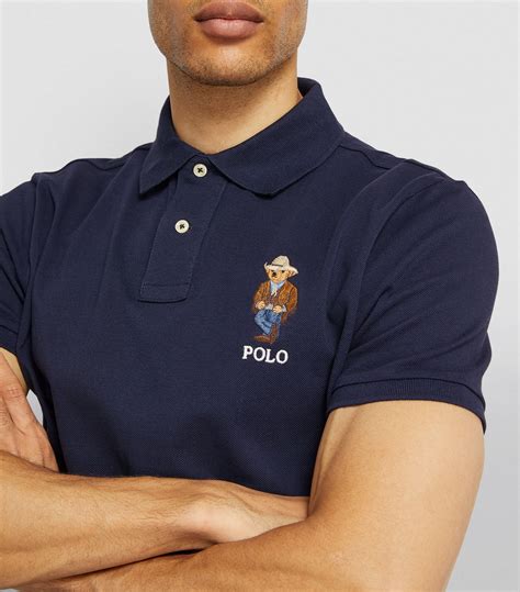 Mens Polo Ralph Lauren Navy Cowboy Polo Bear Polo Shirt Harrods Uk