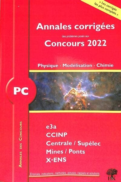 Livre Physique Mod Lisation Chimie Pc Annales Corrig Es Des